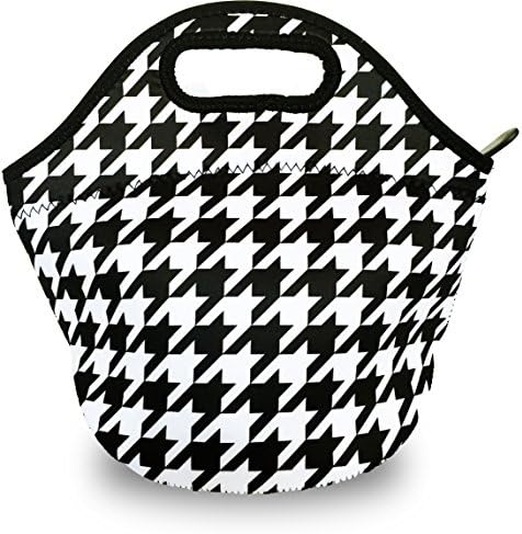 LeMarque Designer Neoprene Reusable Lunch Tote/Lunch Bag/Snack Bag (Houndstooth)