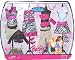 Barbie Fashion Glam Getaway (15 Pieces) in Stripes Theme with 3 Tops, 1 Jacket, 1 Capris, 1 Pants, 1 Mini Skirts, 1 Jacket, 1 Camera, 1 Purse, 1 Sunglasses and 2 Pair of Shoes
