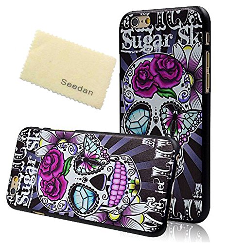 Seedan iPhone 6 4.7 inch Case PC Hard Slim Back Cover Diamond Flower Butterfly Skull Smooth Skin Protector