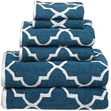 Divatex Home Fashions Reversible Moroccan Tile 6-Piece Jacquard Towel Set, Blue by Divatex Home Fashions