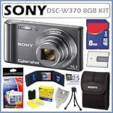 Sony DSC-W370 14.1MP Digital Camera with 7x Wide Angle Optical Zoom with Steady Shot Image Stabilization and 3.0-inch Clear Photo LCD in Silver + 8GB Deluxe Accessory Kit