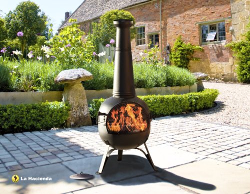 EXTRA LARGE STEEL 134CM CHIMINEA 'RANCHO' PATIO HEATER WITH BBQ GRILL