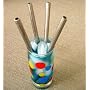 STAINLESS STEEL WIDE STRAWS! Also use for Stir Sticks Swizzles. 8"L x 3/8"R - SET OF 4. FAT/WIDE Beverage, cocktail, drinking in silver metal. Smooth no Groove...germ fighting straws**
