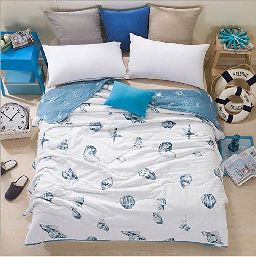 Home Comfortable 100% Cotton Comforter for Summer Air-Conditioning Quilt 1PC (78" x 90", Ocean Blue)