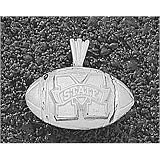 LogoArt Mississippi State Bulldogs Sterling Silver Football Pendant