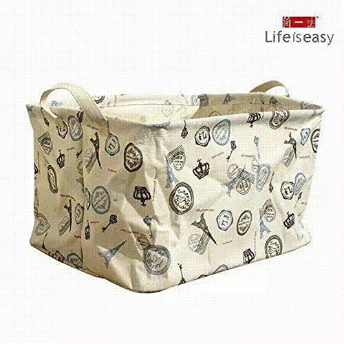 Holuck? Laundry Hamper Retro Vintage Jute Linen Burlap Round Storage Bins Home Decor Storage Basket Clothes Toy Storage Barrels