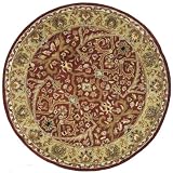 Safavieh Heritage Collection HG644B Handmade Red and Gold Hand-Spun Wool Area Rug, 6-Feet, Round