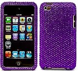 Thin Diamond Rhinestone Protective Case for New Ipod Touch 4th Generation with Camera Suitable for 8G 32G 64G, Full Purple