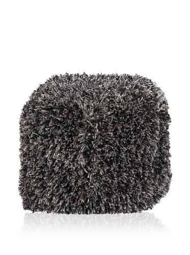 Surya Fuzzy Pouf, Black/Oatmeal On Sale