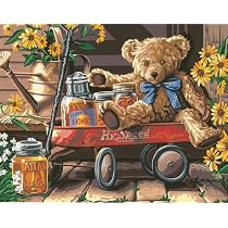 Paint by Number Teddy in Wagon
