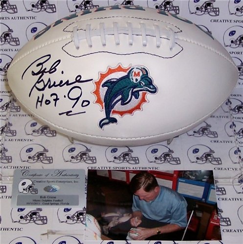 Bob GrieseAutographed/Hand Signed Miami Dolphins Logo Football