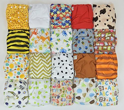 20 Pack Pocket Cloth Diapers with 40 Inserts (2 Inserts Per Diaper)-unisex Pack