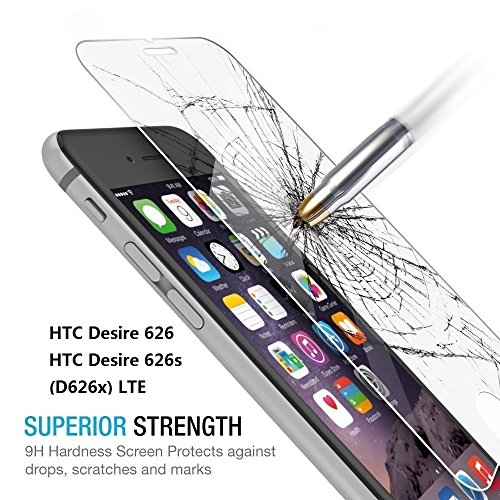 HTC Desire 626 626s (D626x) LTE - Glass Screen Protector, The3Knights[TM] - [Tempered Glass] + The3Knights[TM] Classic Stylus (Tempered Glass Screen Protector)