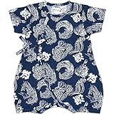 【本体綿100%】夏物 くろわっさんすべべ 海柄 甚平グレコ 和柄 ネイビー◇50-60cm