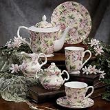 Jolie Fine English Tea Set for Four: Large Teapot, 4 Mugs, Sugar/creamer By Royal Patrician Gift Set Best Deals