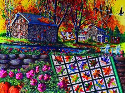 Stone Mill Crossing in Autumn 1000pc Jigsaw Puzzle by Diane Phalen