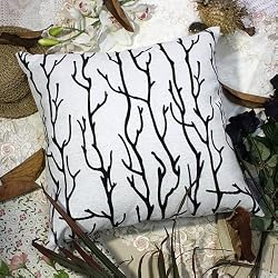 Bettino - [Black Branch] Decorative Pillow Cushion / Floor Cushion (23.6 by 23.6 inches)