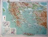 1920 COLOUR MAP GREECE AEGEAN SEA CRETE
