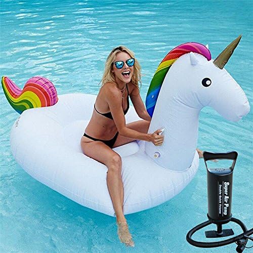 Giant Unicorn Inflatable Luxury Pool Float With Air Pump, Larger Outdoor Swimming Pool Floatie Lounge Toy for Adults &amp; Kids