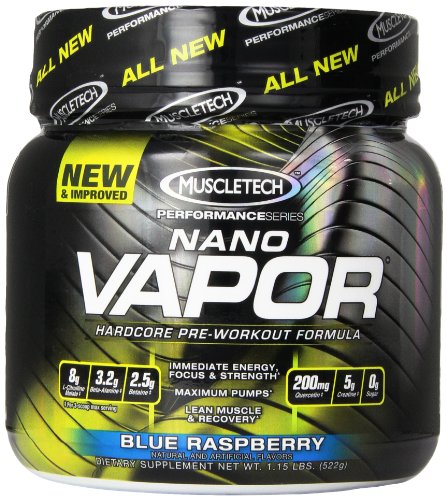 MuscleTech naNO Vapor, Hardcore Pre-Workout Formula, Blue Raspberry, 1.15 lbs (522g) MuscleTech naNO Vapor, Hardcore Pre-Workout Formula, Blue Raspberry, 1.15 lbs (522g)