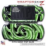 Alecias Swirl 02 Green WraptorSkinz Skin and Screen Protector Kit fits Sony PSP Slim (PSP 2000)