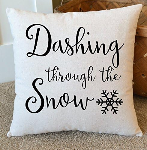 16x16" Canvas Winter Pillow - Christmas Decor - Dashing Through the Snow