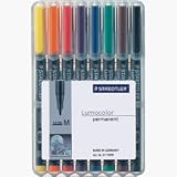 Staedtler Lumocolor 317 WP8 assorted permanent pens with medium 0.8mm line width, WALLET of 8