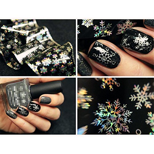 NICOLE DIARY Xmas Christmas Snowflake Holographic Nail Foils Nail Art Transfer Sticker Paper