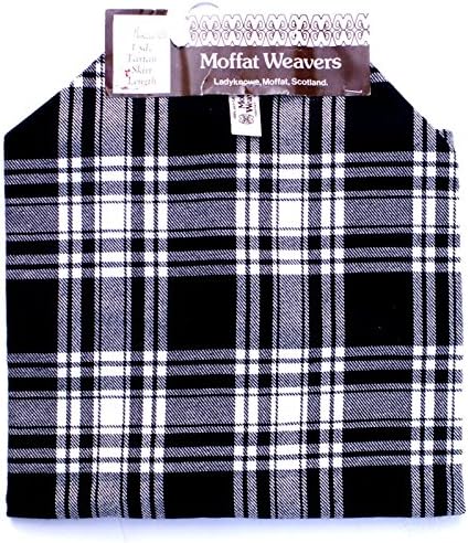 Menizes Clan Black &amp; White Tartan Fabric - Moffat Weavers - 1 Yard Skirt Length
