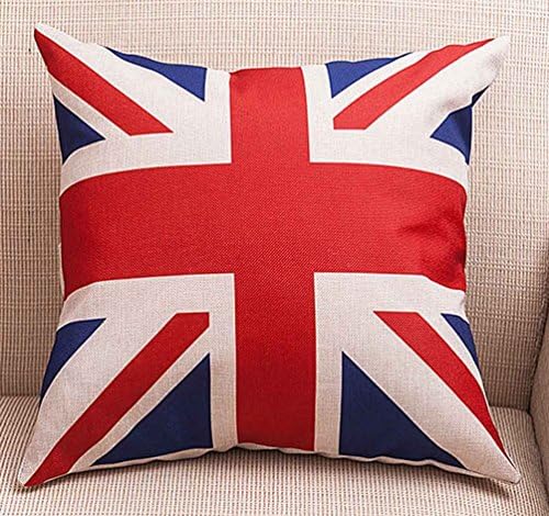 Square 17" British Vintage Style Union Jack Flag Cotton Linen Throw Pillow Case, Pillowcase