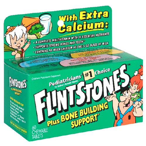 Flintstones Children's Multivitamin plus Calcium Chewable Tablets, 60-Count Bottles (Pack of 3)