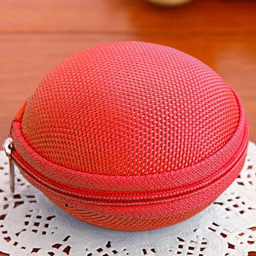 Cute Round Multifunctional Portable Hard Storage Mini Bag Case Purse Wallet for Coin Earphone Headphone Ear Buds Sd Tf Cards (red 03)
