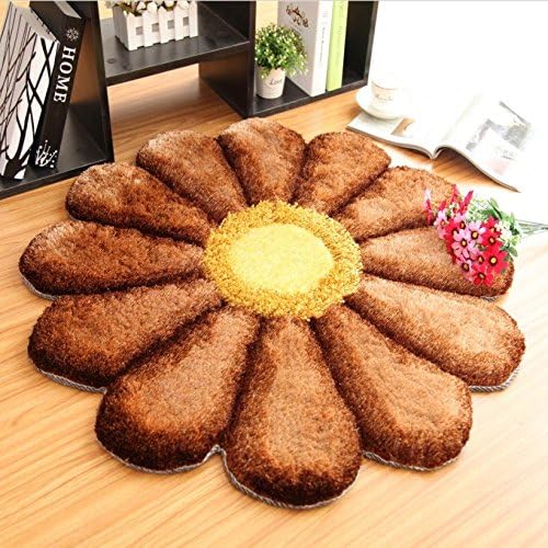 Dreammaker 3D Sunflower Area Rugs Sets Wedding Rug for Kitchen Bedroom Living Room Carpet Home Decoration Carpet Doormat Childrens Mats Washable Anti-slip Mats (2.95 ft Round Brown)