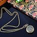 Souarts Antique Bronze Color Round Pocket Watch Hollow Green Enamel Leaf Engraved 80cm