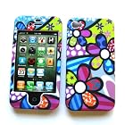 Apple iPhone 4 & 4S Rubberized Snap-On Protector Hard Case Image Cover Groovy Flowers Design