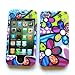 Apple iPhone 4 & 4S Rubberized Snap-On Protector Hard Case Image Cover "Groovy Flowers" Design