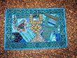 Turquoise blue Table Runner Vintage Sari India Tapestry 36x24