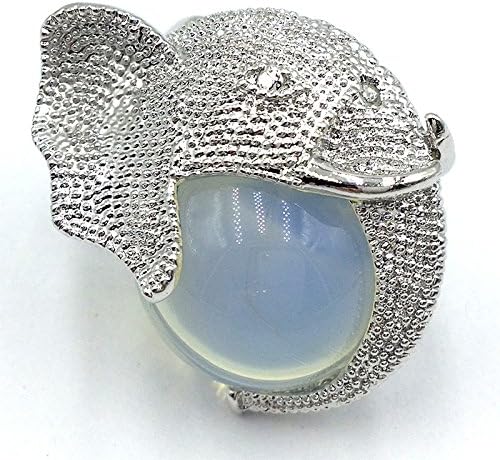 ROVAO Mascot Elephant Surrounded Synthetic Opalite Crystal Beads Neckalce