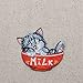 Cat in Red Milk Bowl Iron on Embroidered Patch