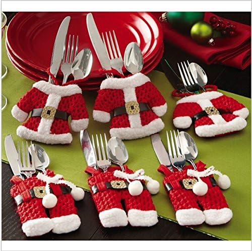 World Elite 6Pcs Fancy Santa Christmas Decorations Silverware Holders Pockets Dinner Table Décor