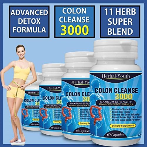 COLON CLEANSE CAPSULES 2000mg DAILY WEIGHT LOSS DIET ENERGY DETOX SLIMMING PILLS