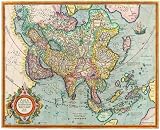 12X14 inch Rare Antique Map Canvas Asia Map