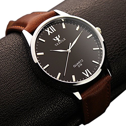 Cokoo simplicity style black dial brown band men s fash…