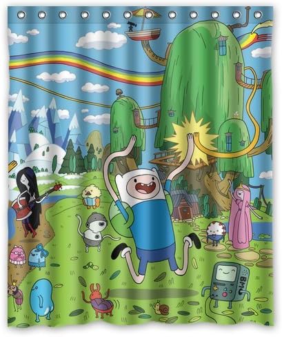 Finn and Jake Adventure Time Kids Cartoon Custom Shower Curtain DIY Bath Curtain 60 x 72 Inch by Custom Bath Curtain