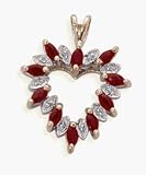 Genuine Ruby Gemstone and Diamond Gold Heart Pendant