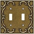 Brainerd 126349 Casual French Lace Double Toggle Switch Wall Plate / Switch Plate / Cover, Burnished Antique Brass
