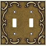 Brainerd 126349 Casual French Lace Double Toggle Switch Wall Plate / Switch Plate / Cover, Burnished Antique Brass
