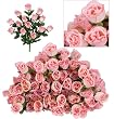 Silk 18-Inch Stem Rose Bud Bushes, Set of Six, Pink
