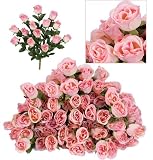 Silk 18-Inch Stem Rose Bud Bushes, Set of Six, Pink