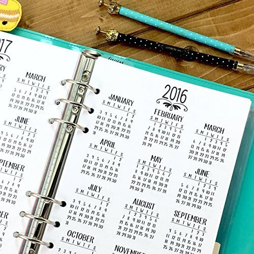 A5 2016-2017 Year at a Glance printed planner insert - year in review - yearly planner insert